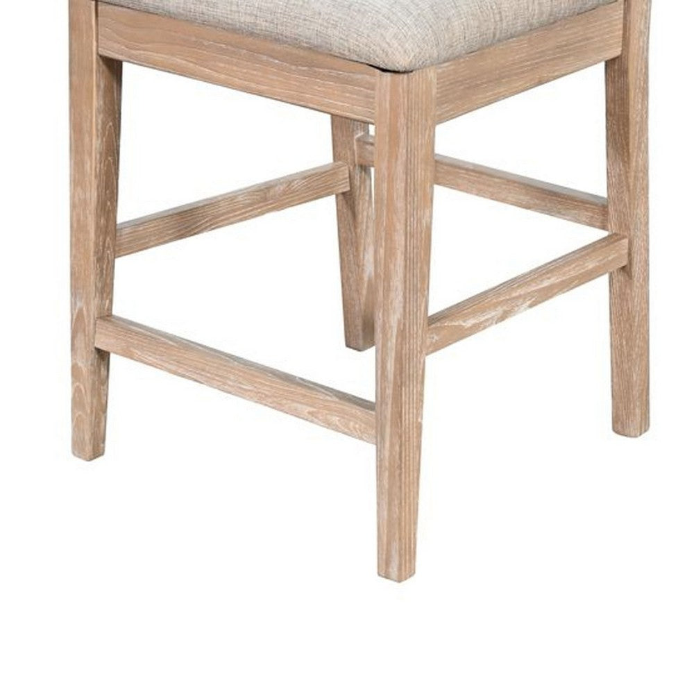 Casy Counter Height Chair Set of 2 | Gray Cushion | Natural Brown Solid Wood