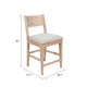 Casy Counter Height Chair Set of 2 | Gray Cushion | Natural Brown Solid Wood