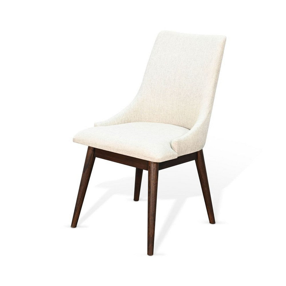 Amy Dining Side Chair Set of 2 | White Cushioned Seat | Dark Brown Solid Wood BM340361