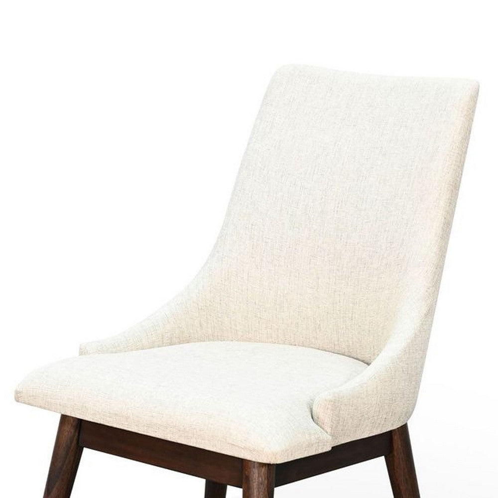 Amy Dining Side Chair Set of 2 | White Cushioned Seat | Dark Brown Solid Wood BM340361