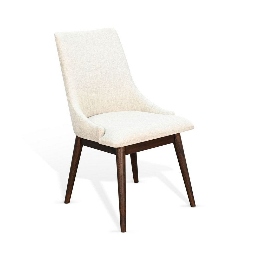 Amy Dining Side Chair Set of 2 | White Cushioned Seat | Dark Brown Solid Wood