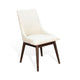 Amy Dining Side Chair Set of 2 | White Cushioned Seat | Dark Brown Solid Wood