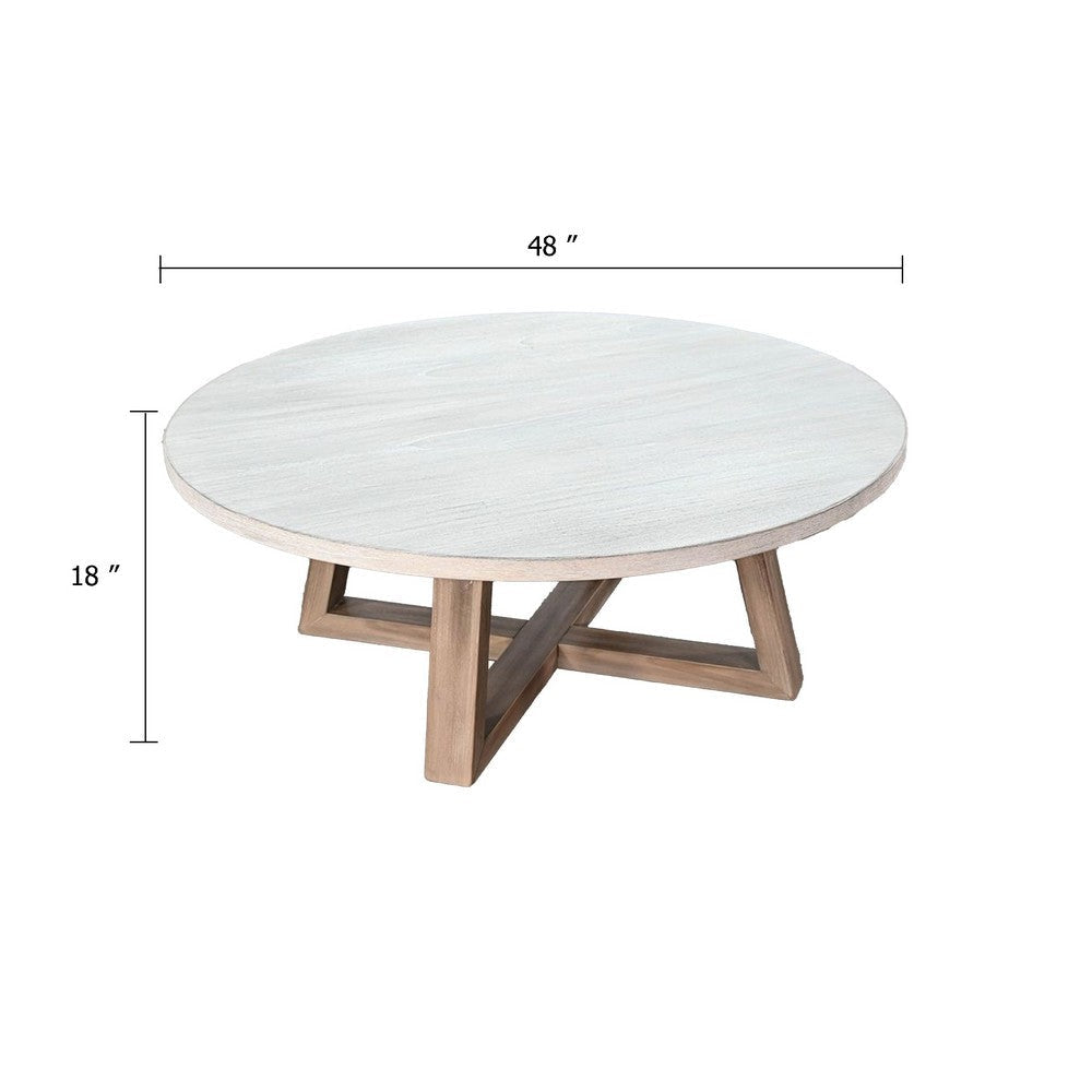 Dilly Coffee Table | 48’’ Round Light Gray Top | Wheat Brown Solid Wood BM340362