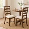 Yael Ladderback Dining Chair Set of 2 | White Seat | Brown Solid Mahogany BM340363