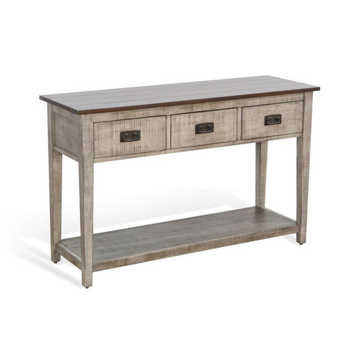 Camie Sofa Console Table | 48" | 3 Drawers | Gray Solid Mahogany