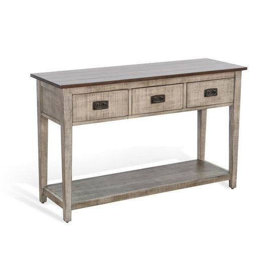 Camie Sofa Console Table | 48" | 3 Drawers | Gray Solid Mahogany