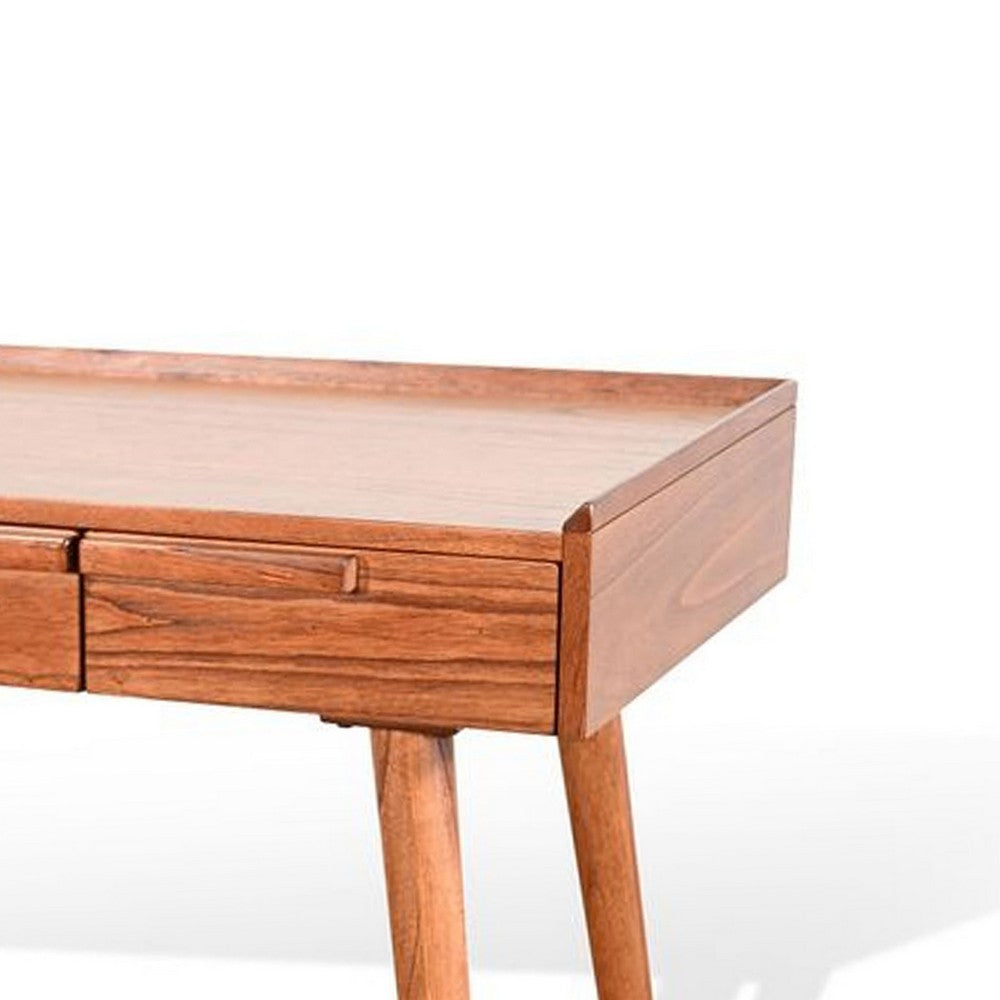 Amy Writing Desk | 48" Rectangular Tabletop | 3 Drawers | Brown Solid Wood