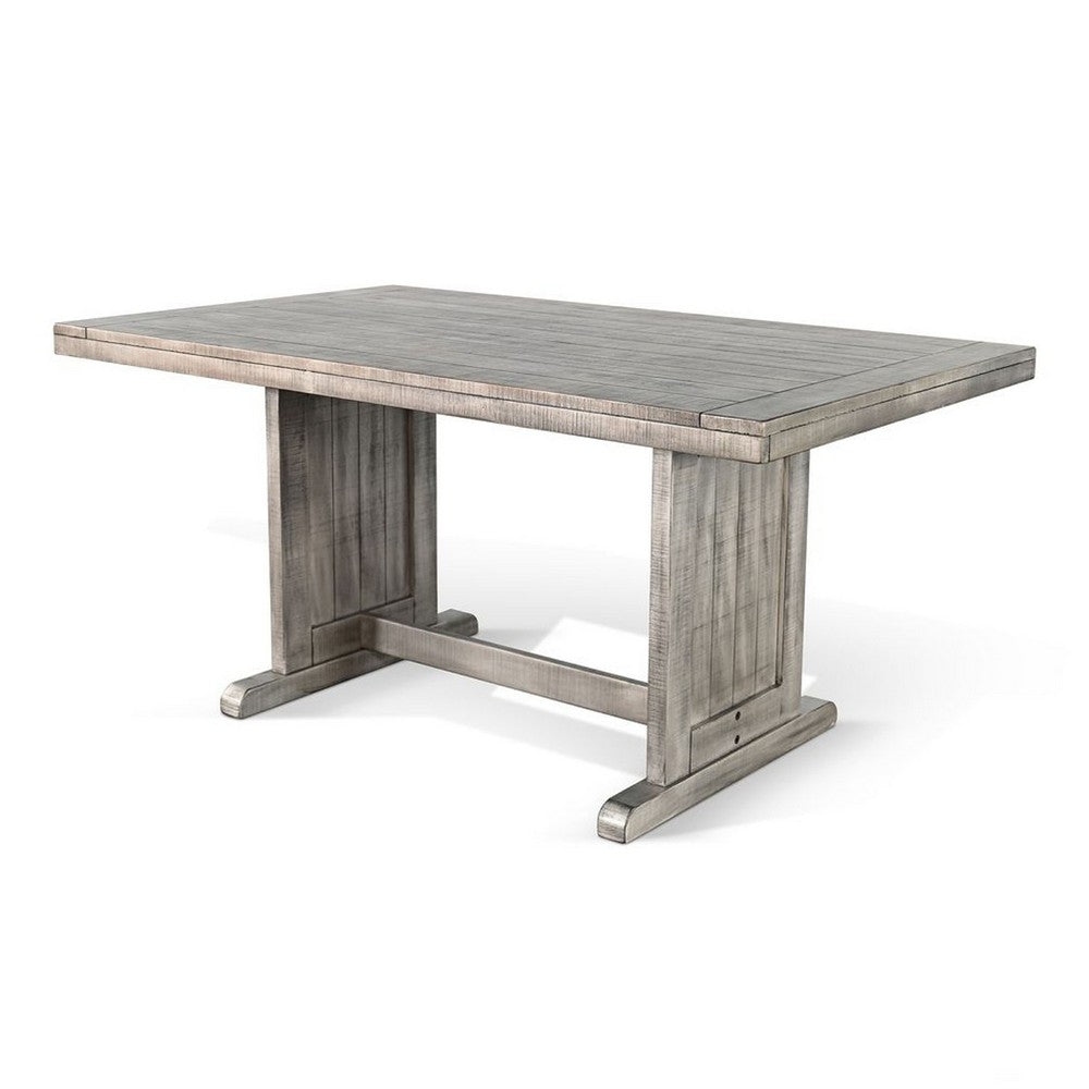 Zeka Dining Table | 60" Top | Double Pedestal | Gray Solid Wood