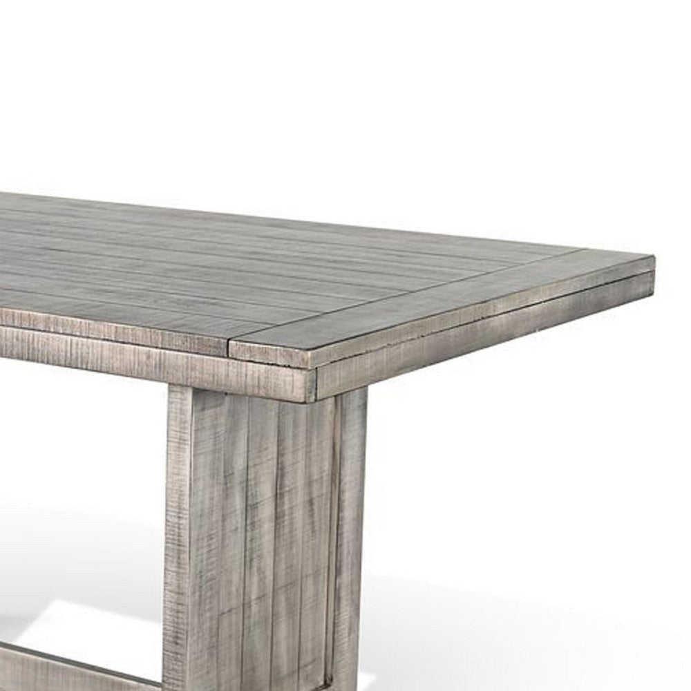 Zeka Dining Table | 60’’ Top | Double Pedestal | Gray Solid Wood BM340366