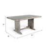 Zeka Dining Table | 60" Top | Double Pedestal | Gray Solid Wood