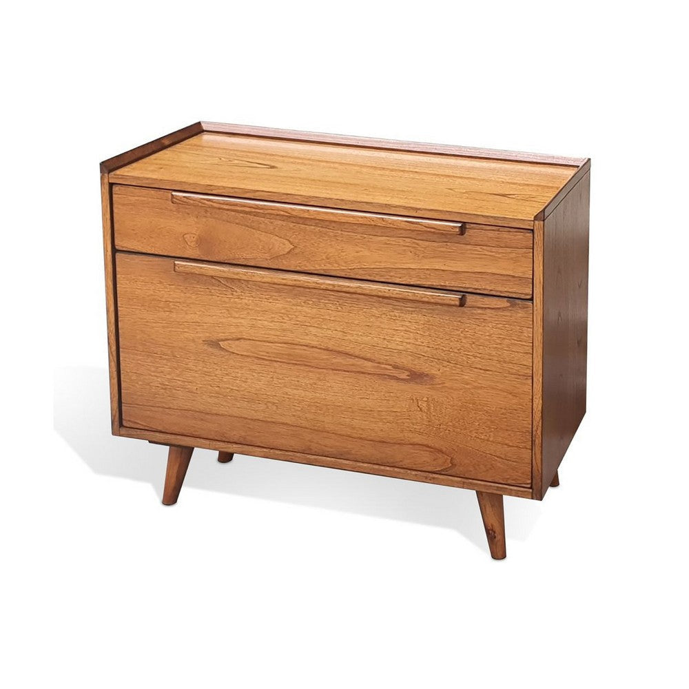 Amy Lateral File Cabinet | 36’’ | 2 Drawers | Splayed Legs | Brown Solid Wood BM340368