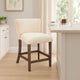 Giby Counter Stool Chair Set of 2 | Beige | Dark Brown Solid Mahogany