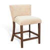 Giby Counter Stool Chair Set of 2 | Beige | Dark Brown Solid Mahogany