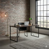Flint Counter Height Table | 84" Dark Brown Solid Mahogany | Metal Legs