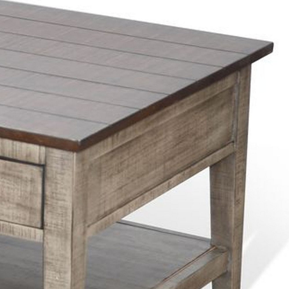 Camie Coffee Table | 48’’ Top | 3 Drawers | Gray Solid Mahogany BM340373