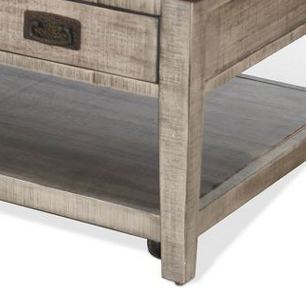 Camie Coffee Table | 48’’ Top | 3 Drawers | Gray Solid Mahogany BM340373