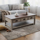 Camie Coffee Table | 48" Top | 3 Drawers | Gray Solid Mahogany