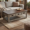 Camie Coffee Table | 48" Top | 3 Drawers | Gray Solid Mahogany