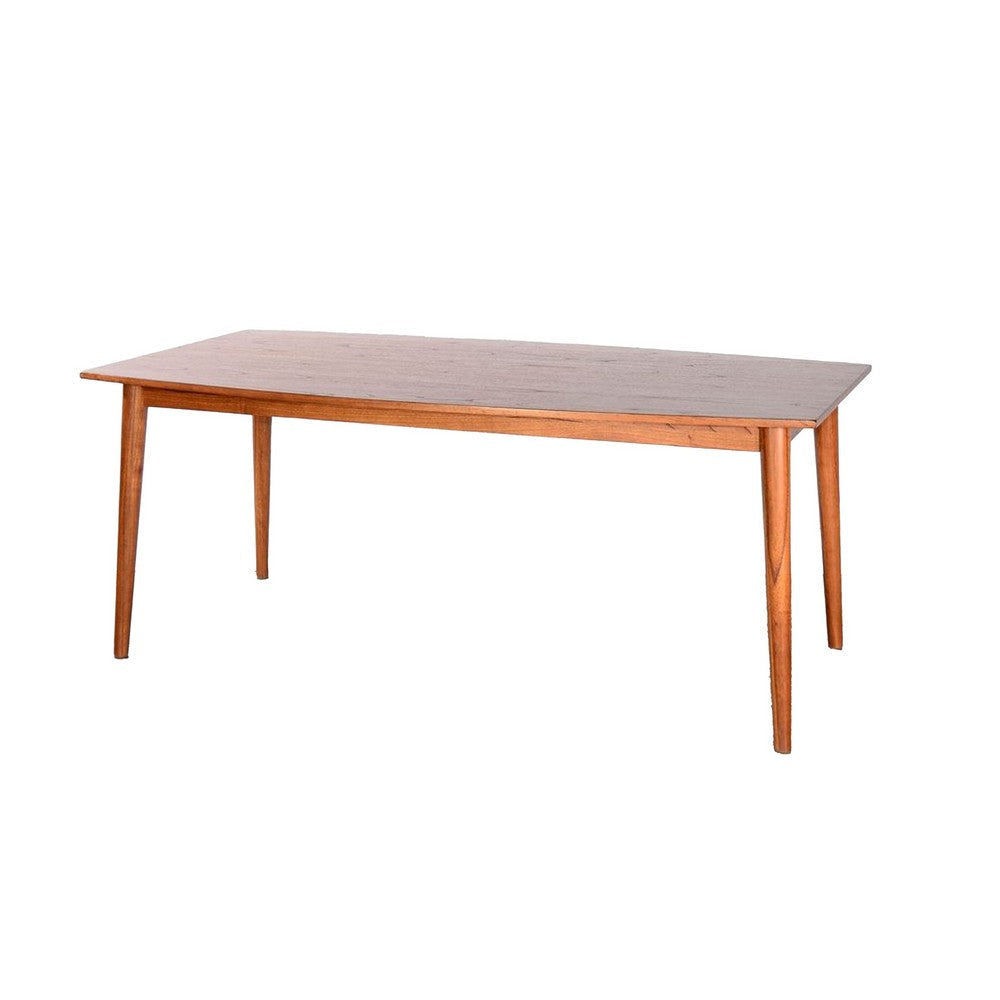 Amy Dining Table | 72’’ Curved Edge Top | Cinnamon Brown Solid Wood