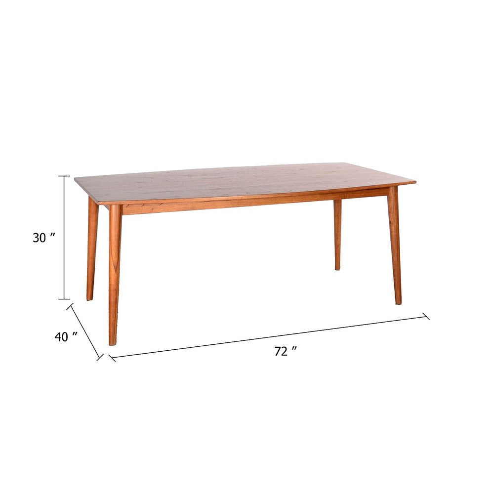 Amy Dining Table | 72’’ Curved Edge Top | Cinnamon Brown Solid Wood