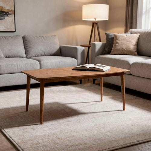 Amy Dining Table | 72" Curved Edge Top | Cinnamon Brown Solid Wood