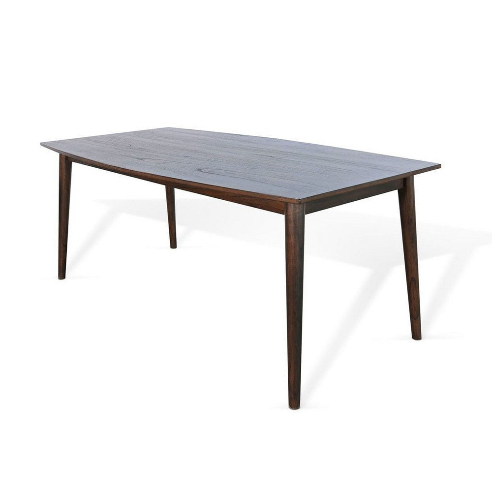 Amy Dining Table | 72’’ Curved Edge Top | Dark Brown Solid Mindi Wood
