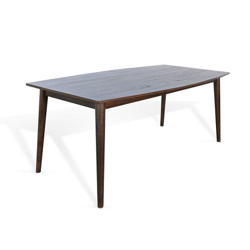 Amy Dining Table | 72" Curved Edge Top | Dark Brown Solid Mindi Wood