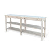 Meny Sofa Console Table | 71’’ w Shelves | Light Gray Solid Wood BM340376