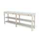 Meny Sofa Console Table | 71’’ w Shelves | Light Gray Solid Wood BM340376