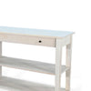 Meny Sofa Console Table | 71’’ w Shelves | Light Gray Solid Wood BM340376