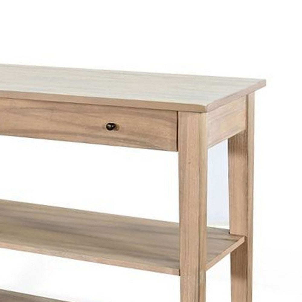 Meny Sofa Console Table | 71’’ w Shelves | Brown Solid Wood BM340377