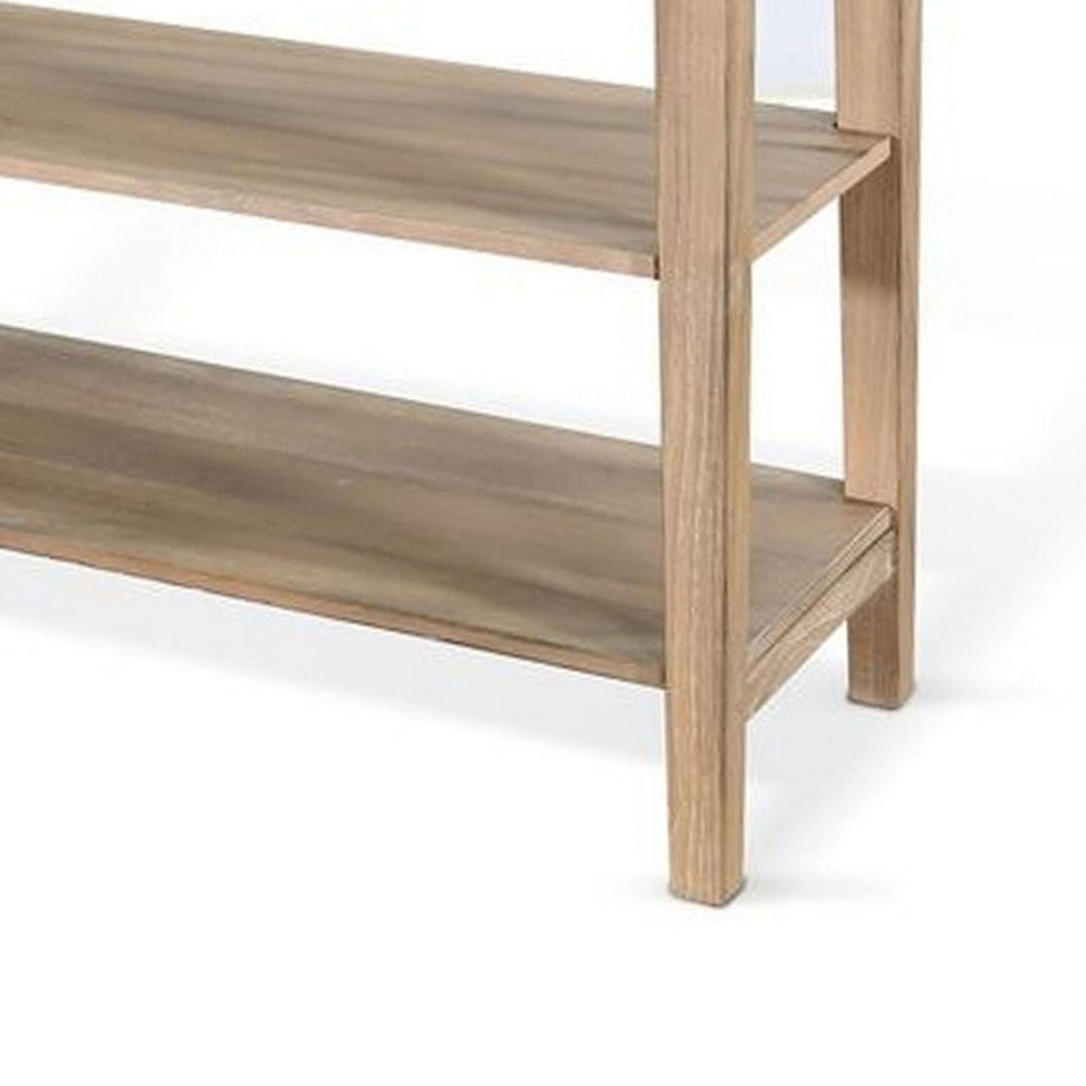 Meny Sofa Console Table | 71’’ w Shelves | Brown Solid Wood BM340377