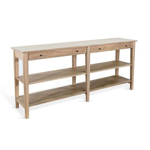 Meny Sofa Console Table | 71" w Shelves | Brown Solid Wood