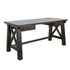 Anva Writing Desk | 58" w Power Plug | Dark Brown Solid Mahogany