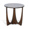 Natra Side End Table | 26" Round | Cutout Base | Dark Brown Solid Wood