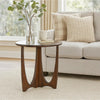 Natra Side End Table | 26" Round | Cutout Base | Dark Brown Solid Wood