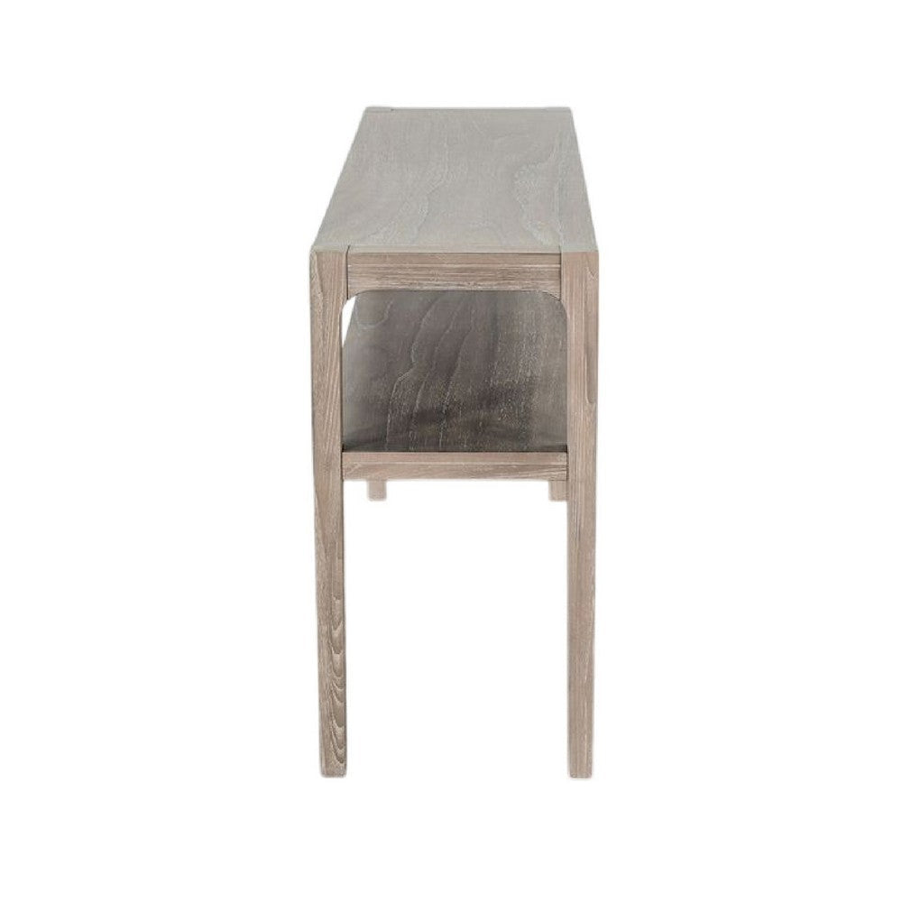 Fela Sofa Console Table | 48’’ Top w Shelf | Natural Brown Solid Wood BM340381