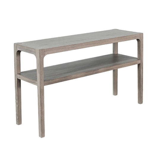 Fela Sofa Console Table | 48" Top w Shelf | Natural Brown Solid Wood