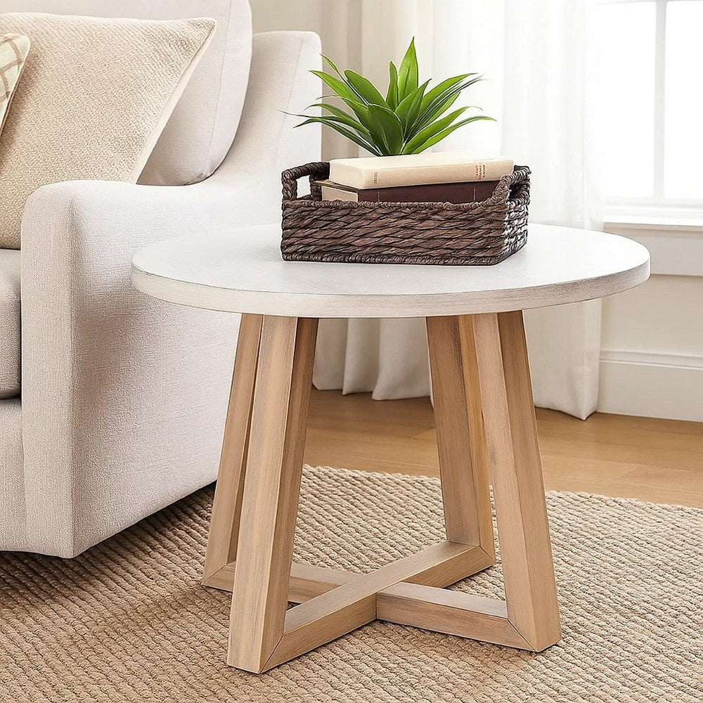 Dilly Side End Table | Cross Pedestal Base | Light Gray | 28" Solid Wood