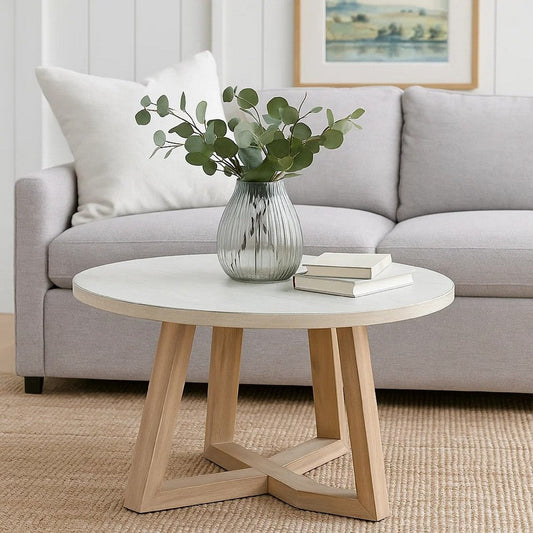 Dilly Side End Table | Cross Pedestal Base | Light Gray | 28" Solid Wood