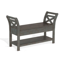Demi 48" Storage Bench | Lower Shelf | Rustic Blue Solid Wood