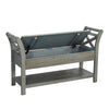 Demi 48’’ Storage Bench | Lower Shelf | Rustic Blue Solid Wood BM340385