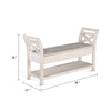 Demi 48’’ Storage Bench | Lower Shelf | Rustic White Solid Wood BM340386