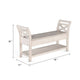 Demi 48’’ Storage Bench | Lower Shelf | Rustic White Solid Wood BM340386