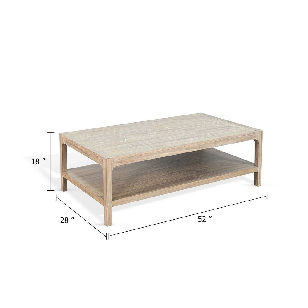 Fela Coffee Table | 52’’ Rectangular Top | Natural Brown Solid Wood BM340388