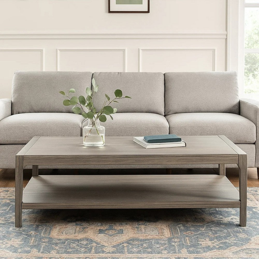 Fela Coffee Table | 52" Rectangular Top | Natural Brown Solid Wood