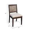 Zemi Dining Chair Set of 2 | Rattan Back | Beige | Dark Brown Solid Wood