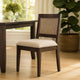 Zemi Dining Chair Set of 2 | Rattan Back | Beige | Dark Brown Solid Wood