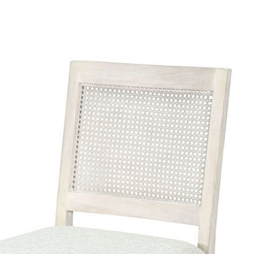 Zemi Dining Chair Set of 2 | Rattan Back | Beige | Light Gray Solid Wood