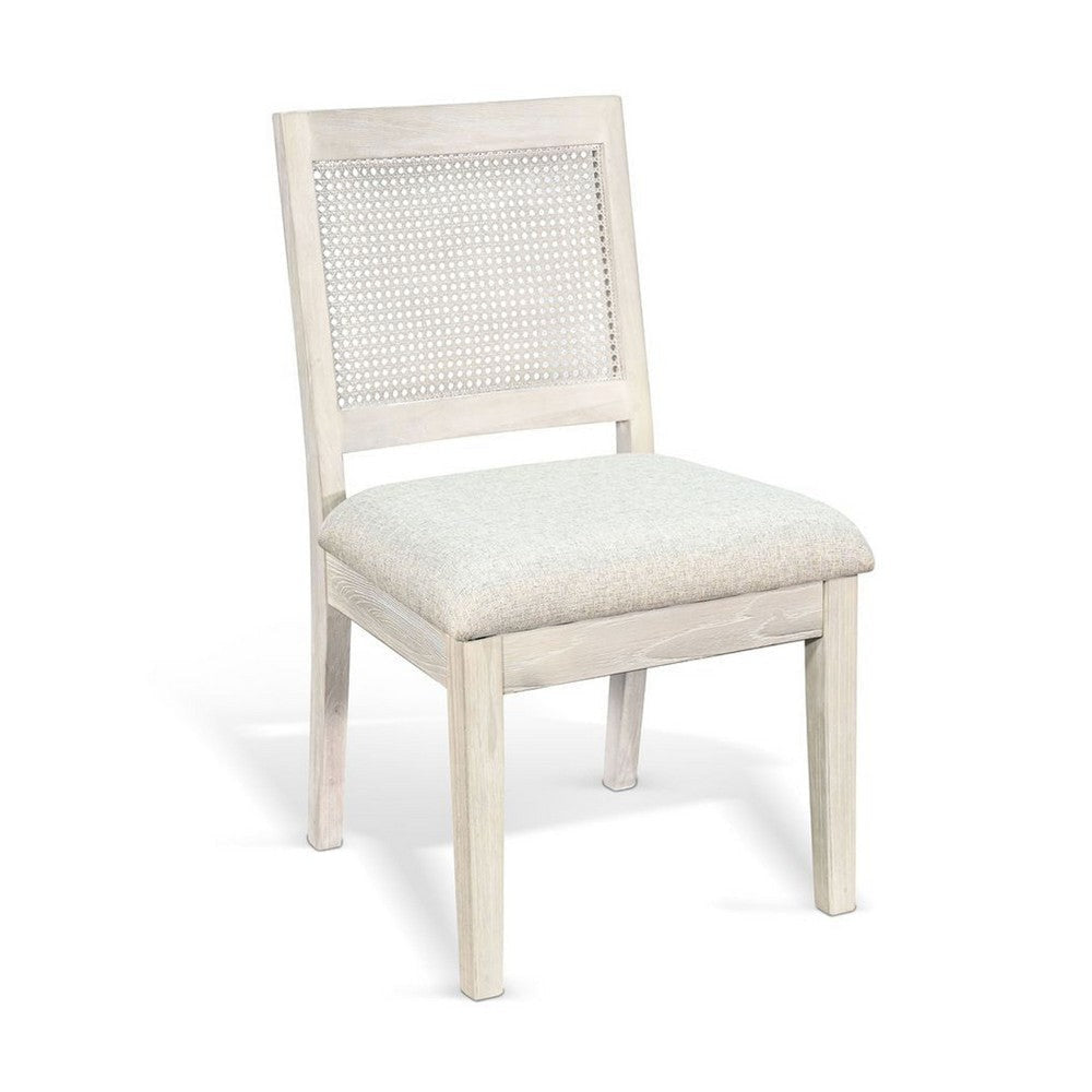 Zemi Dining Chair Set of 2 | Rattan Back | Beige | Light Gray Solid Wood